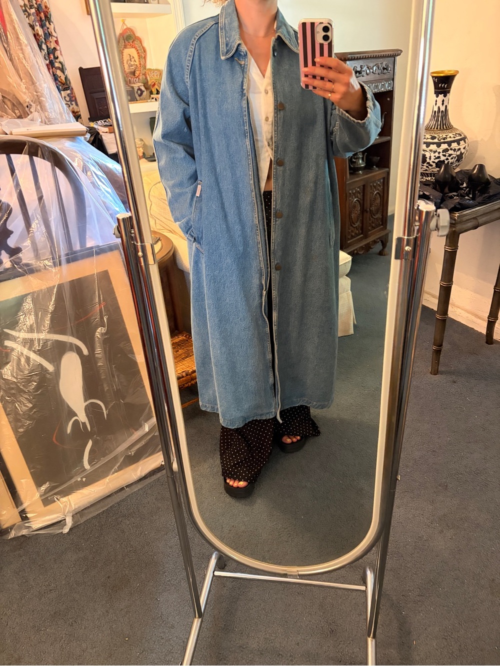 Vintage George’s Marciano for Guess denim trench duster coat